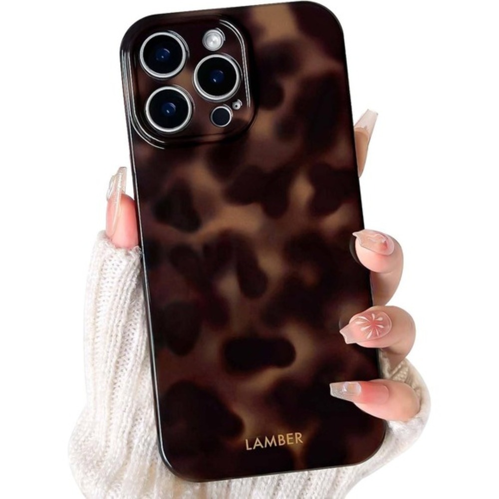 LAMBER Tortoise‎ Shell Case for iPhone 13 Pro 6.1 Inch Camera Protection Glossy